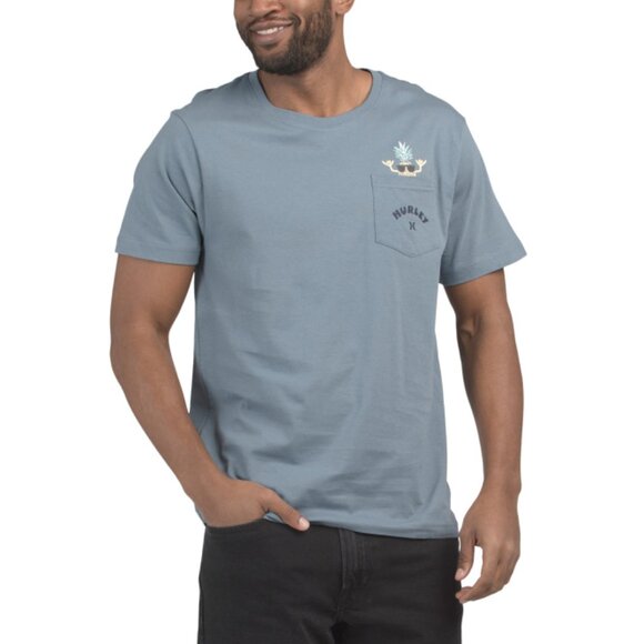 HURLEY Blue Wavy Surf Peek A Boo Tee - Picture 1 of 2